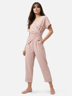 Elegant Women’s Jumpsuit with Draped Cross Waist