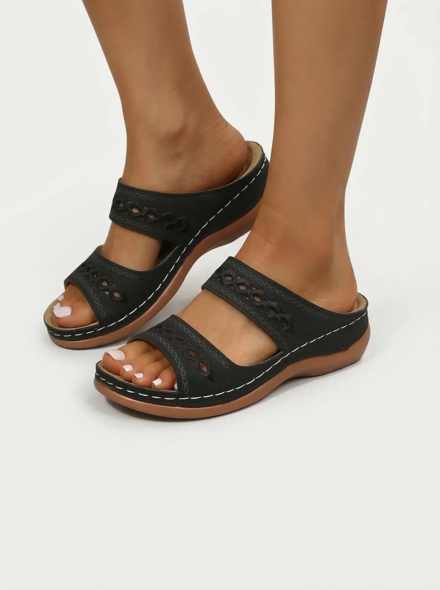 Women’s Summer Sandals with Double Straps and Cut-Out Detail