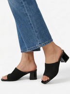 Women’s Block Heel Sandals with Open Toe and Slip-On Design