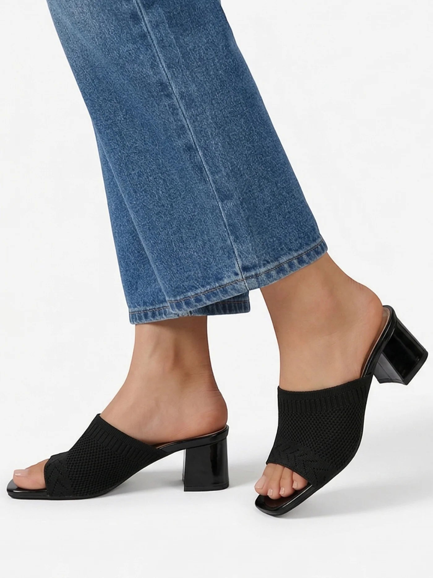 Women’s Block Heel Sandals with Open Toe and Slip-On Design