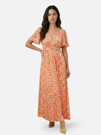 Women’s Floral Print Maxi Dress with V-Neck