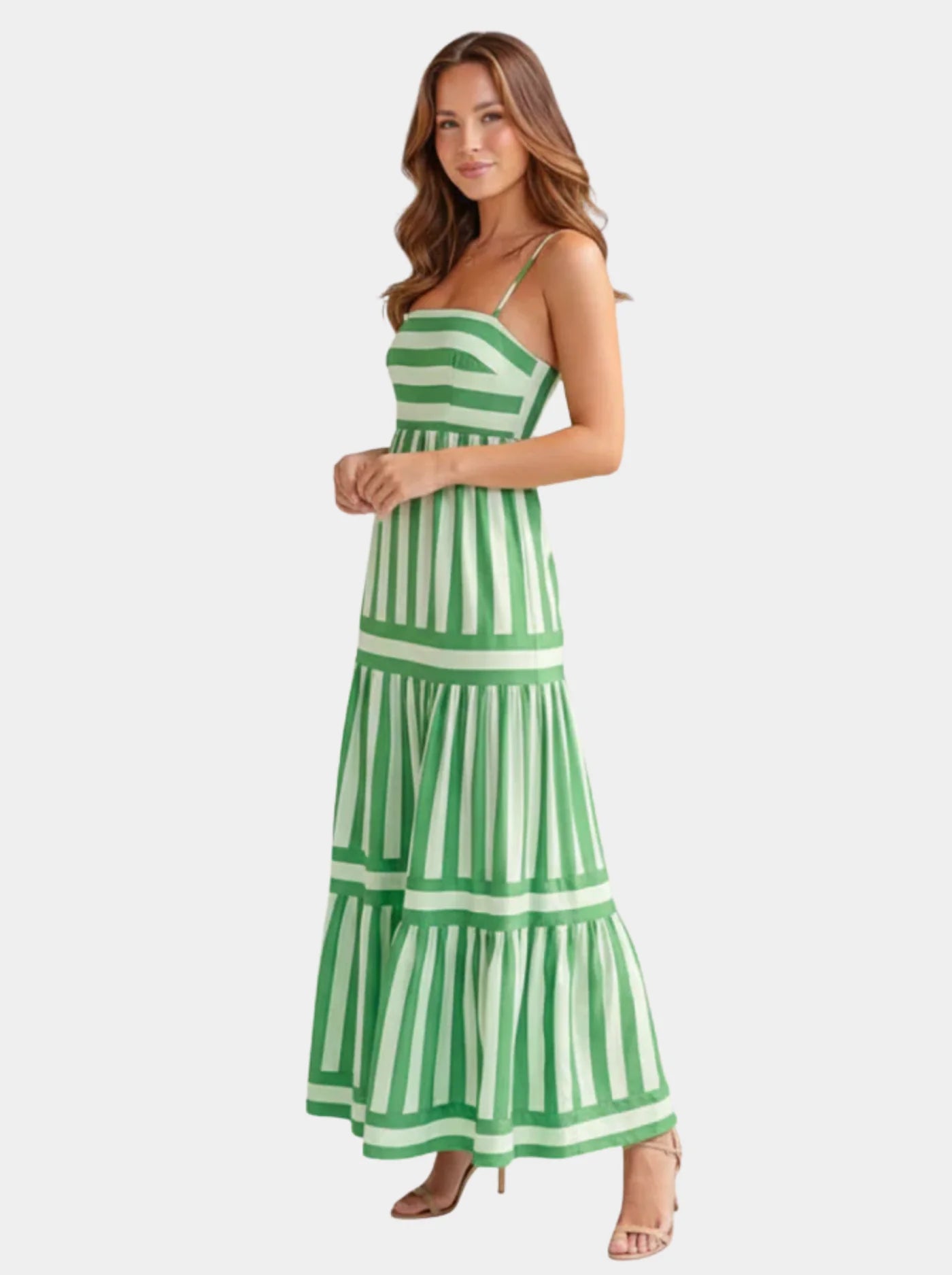 Women’s Striped Maxi Dress with Spaghetti Straps