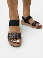 Women’s Flat Sandals with Leopard Print