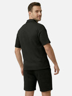 Men’s Textured Polo & Shorts Matching Set – Short Sleeve Summer 2-Piece Outfit