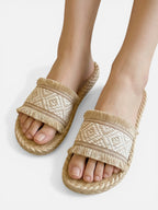 Women’s Espadrille Style Slip On Flat Sandals with Woven Strap
