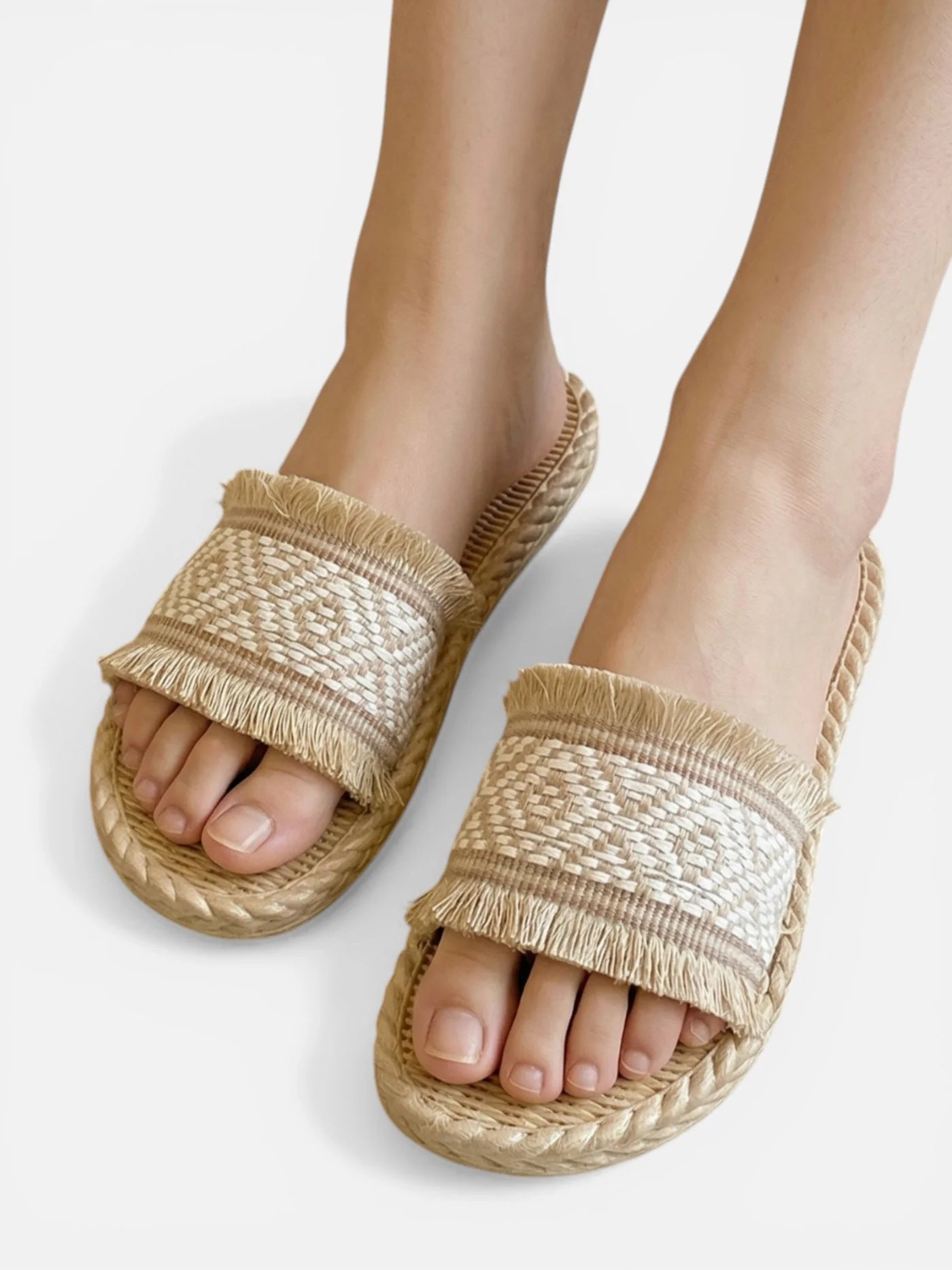 Women’s Espadrille Style Slip On Flat Sandals with Woven Strap