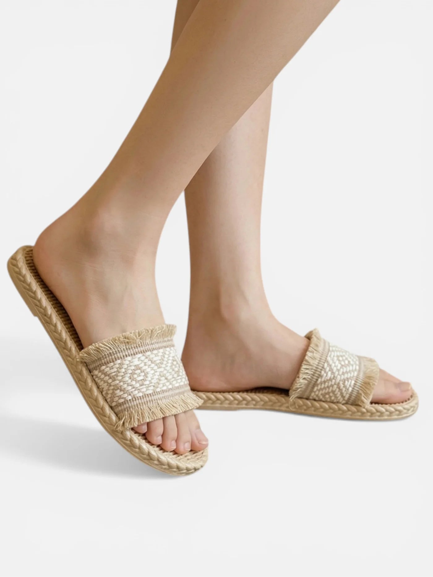 Women’s Espadrille Style Slip On Flat Sandals with Woven Strap