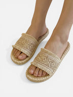 Women’s Espadrille Style Slip On Flat Sandals with Woven Strap
