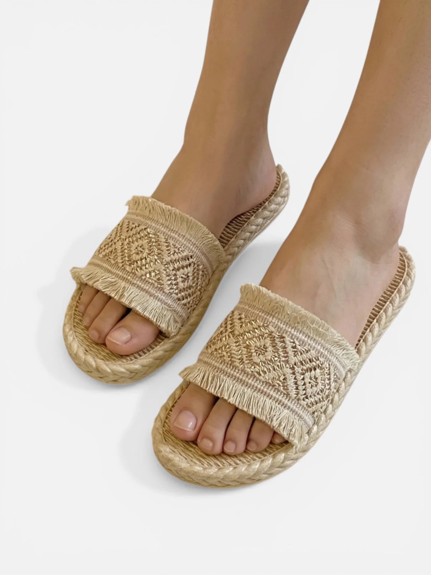 Women’s Espadrille Style Slip On Flat Sandals with Woven Strap