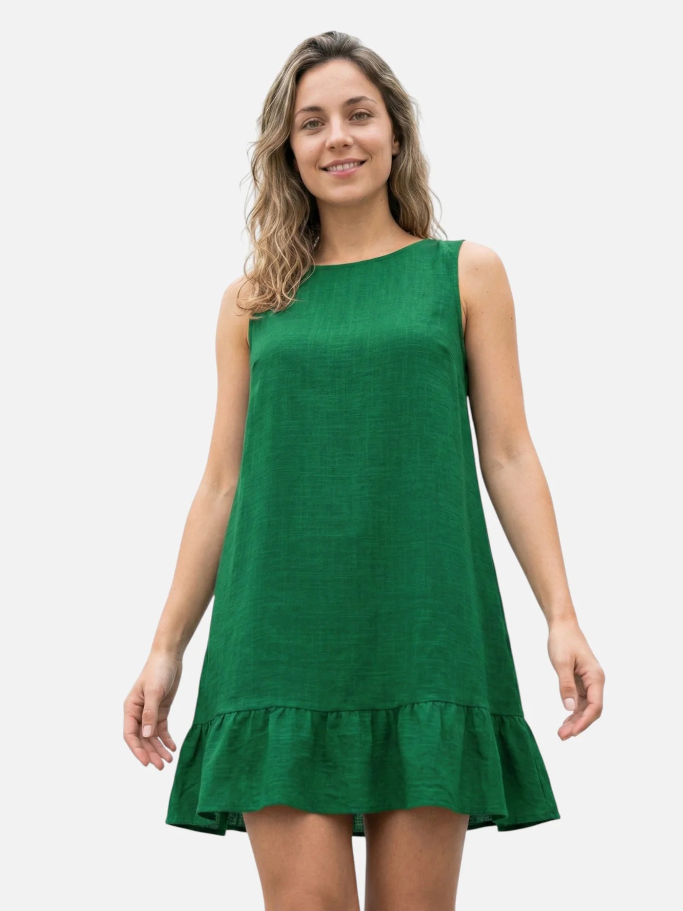 Women’s Sleeveless Flowy Mini Dress with Ruffle Hem