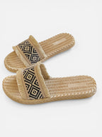 Women’s Espadrille Style Slip On Flat Sandals with Woven Strap