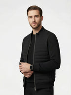 Men’s Quilted Hybrid Zip-Up Jacket with Stand Collar