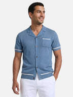 Men’s Breathable Knit Polo Shirt Open Collar Button Front Short Sleeve