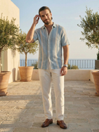 Men’s Striped Short Sleeve Button-Up Shirt – Casual Summer Style