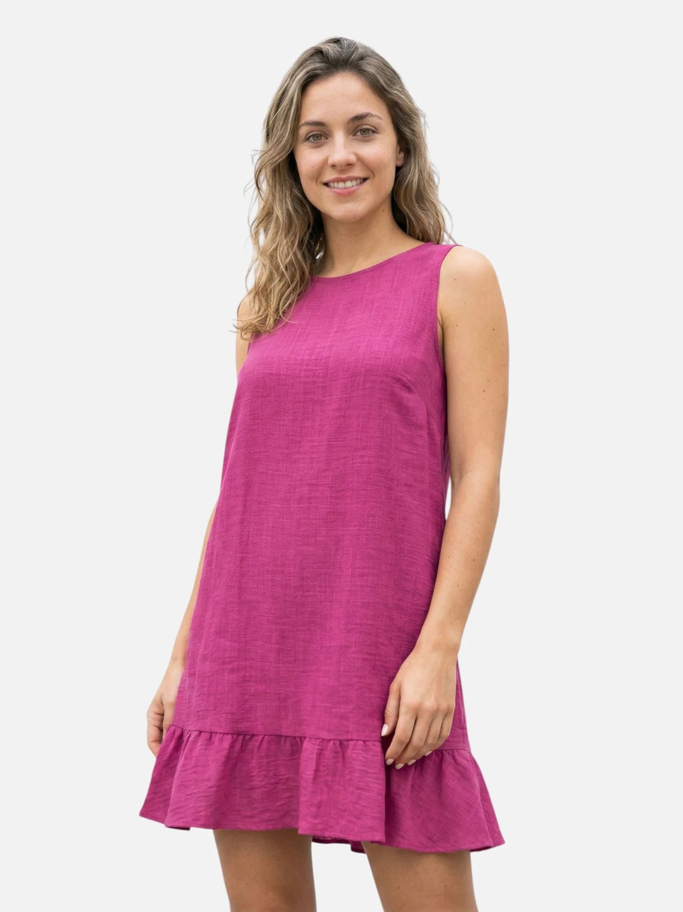 Women’s Sleeveless Flowy Mini Dress with Ruffle Hem