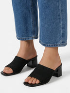 Women’s Block Heel Sandals with Open Toe and Slip-On Design