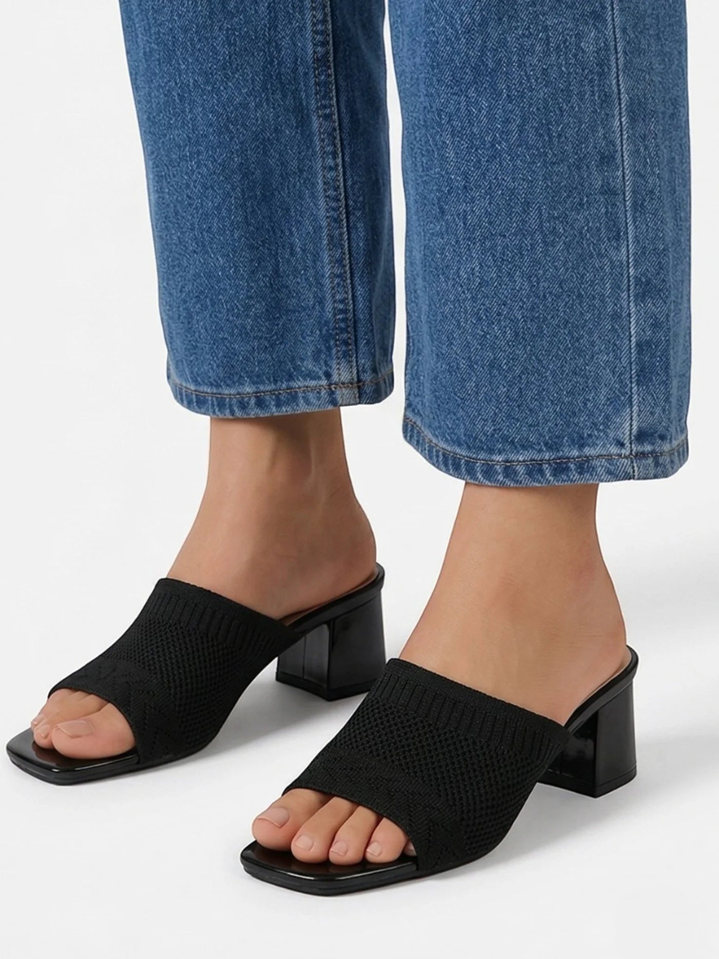 Women’s Block Heel Sandals with Open Toe and Slip-On Design