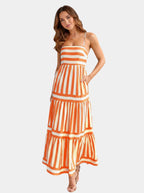 Women’s Striped Maxi Dress with Spaghetti Straps