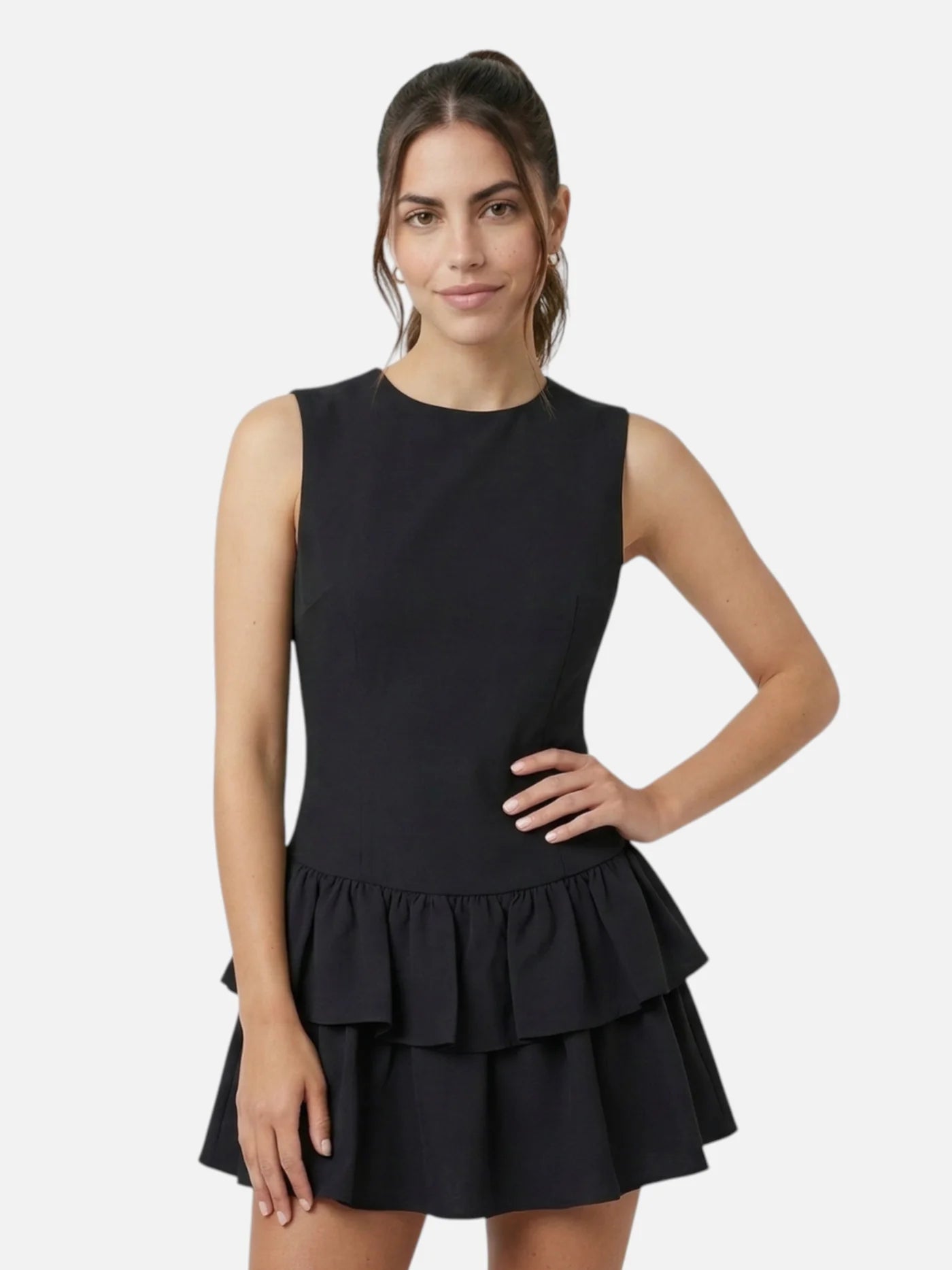 Women’s Elegant Ruffle Mini Dress – Sleeveless Summer Dress