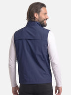 Men's Zip-Up Vest with Stand Collar and Zip Pockets