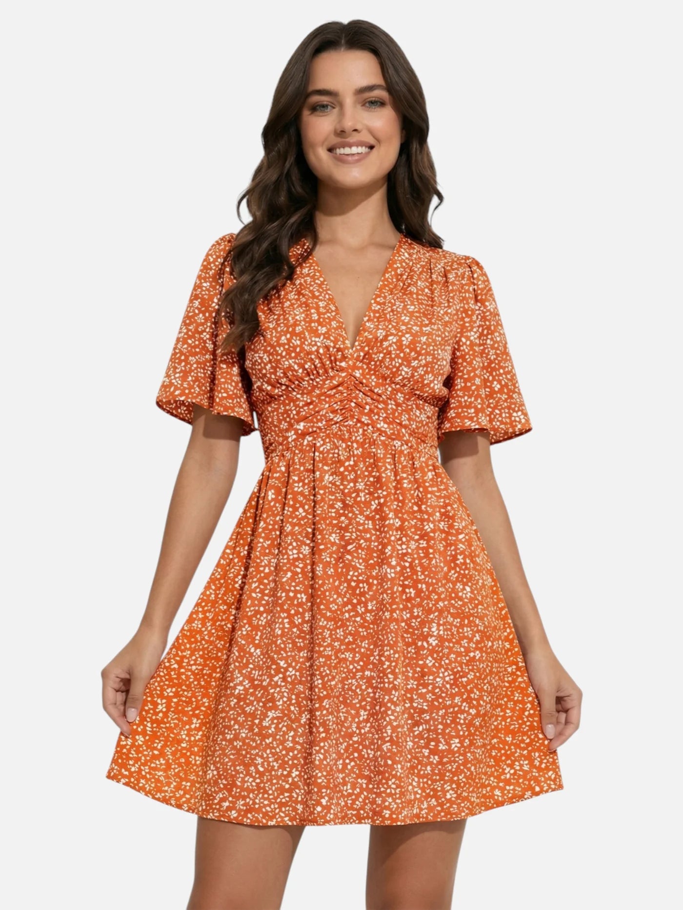 Women’s Flowy Floral Mini Dress with V Neck