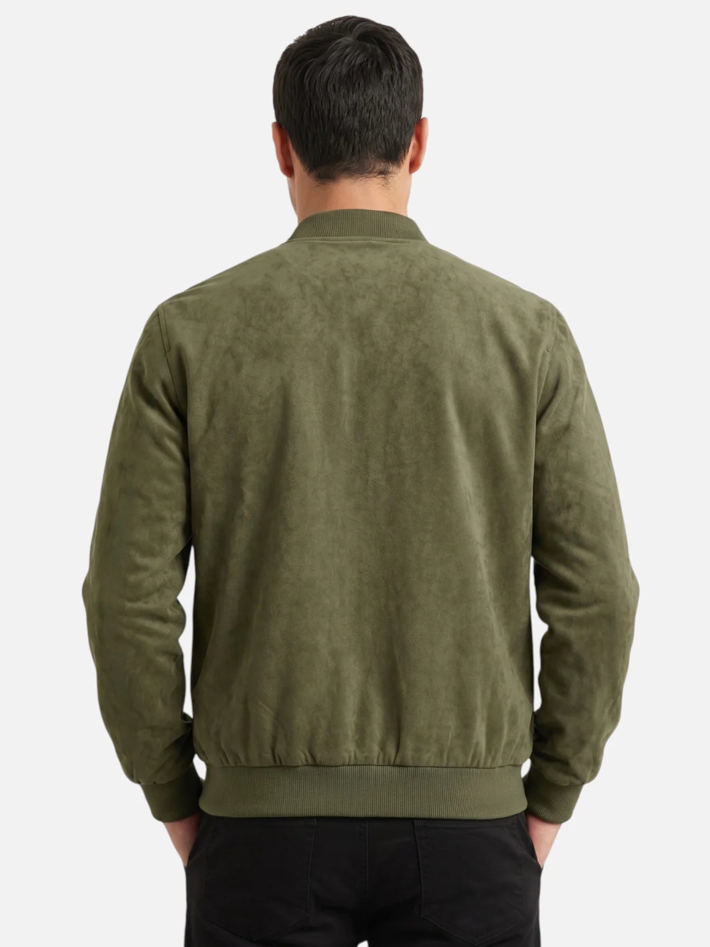 Men’s Faux Suede Bomber Jacket Zip-Up Lightweight Casual Jacket