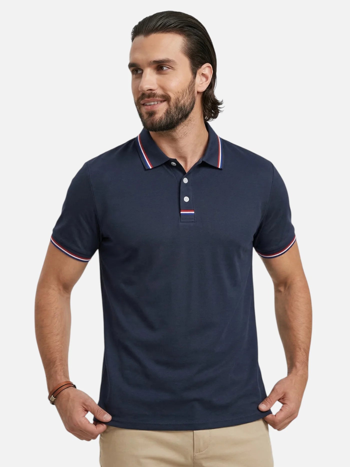 Men’s Short Sleeve Polo Shirt with Contrast Trim Classic Fit