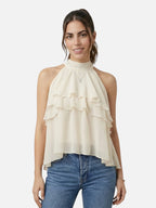 Women’s Sleeveless Ruffle Halter Top