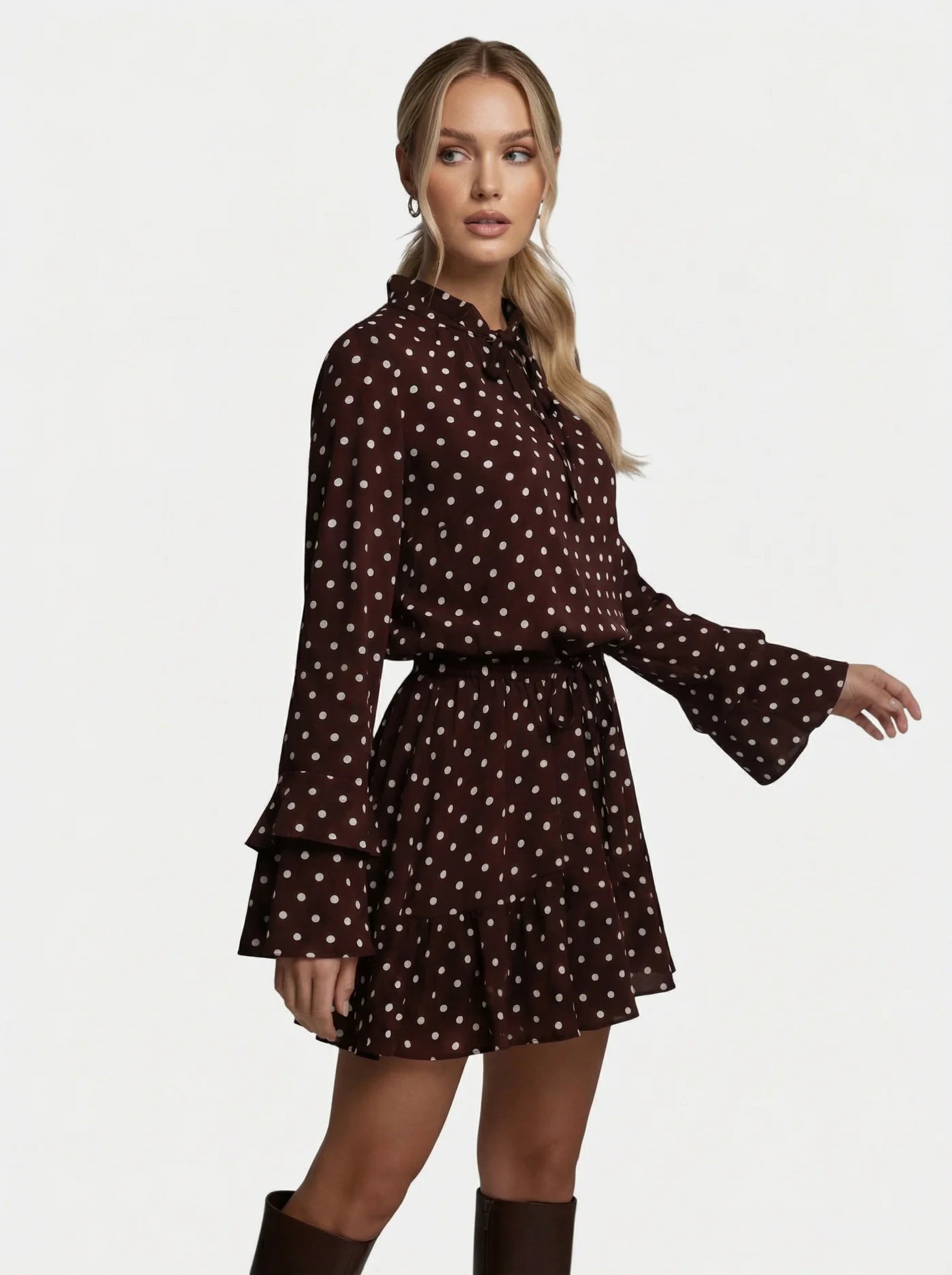 Women's Polka Dot Long Sleeve Mini Dress – Marlowe Club