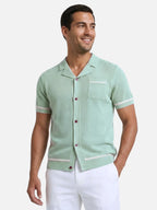 Men’s Breathable Knit Polo Shirt Open Collar Button Front Short Sleeve