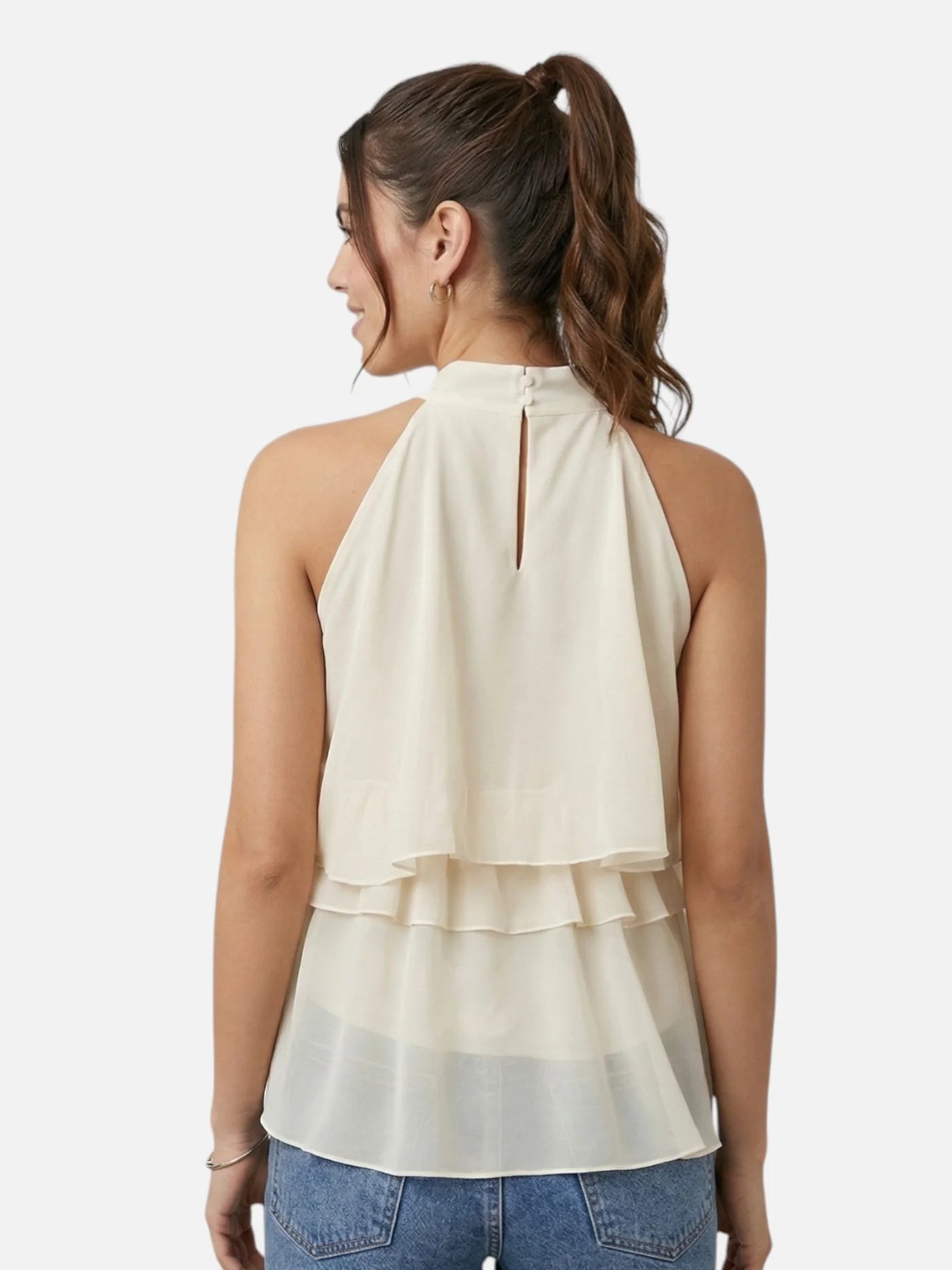 Women’s Sleeveless Ruffle Halter Top