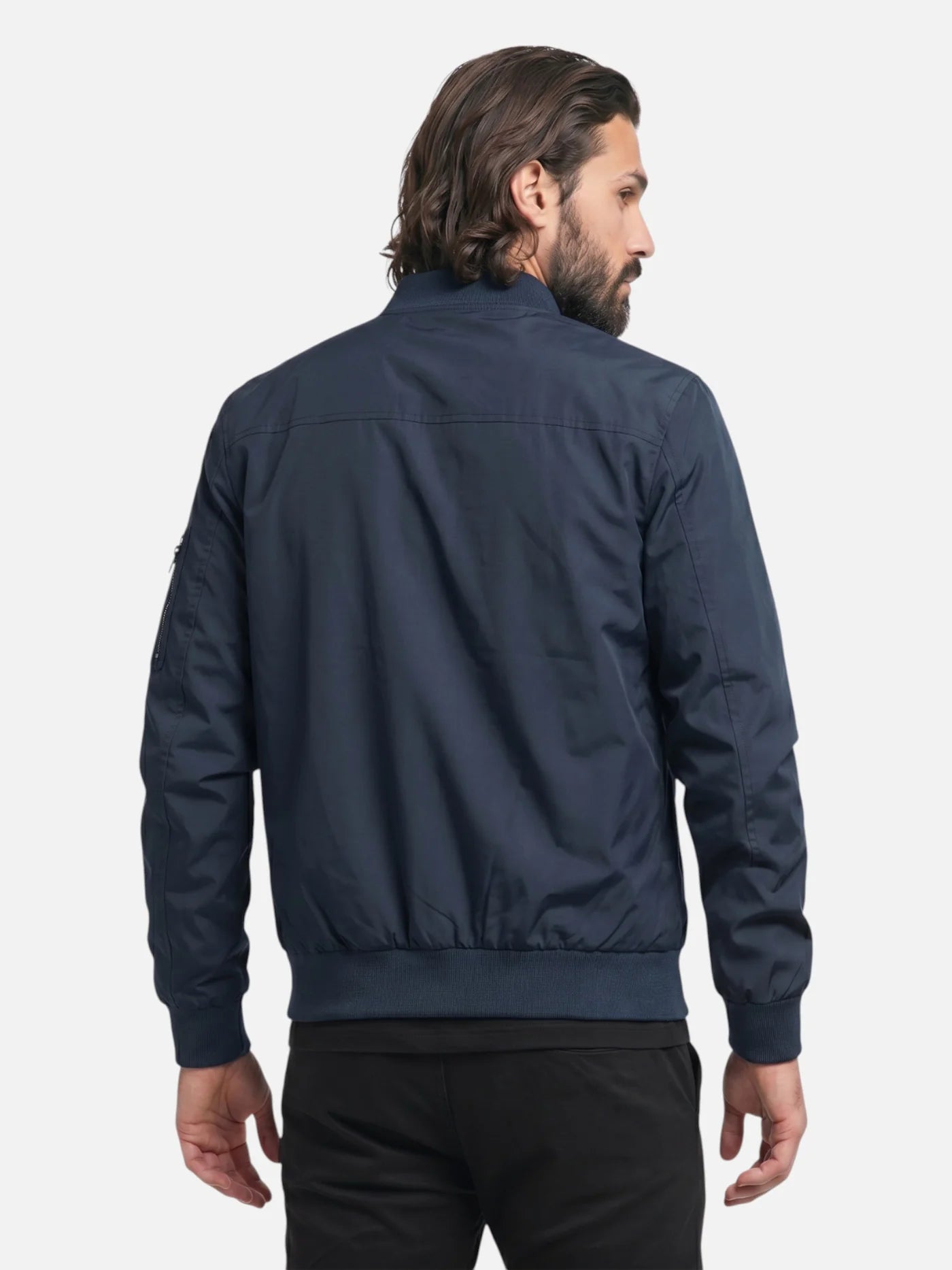 Men’s Lightweight Zip-Up Jacket with Stand Collar Casual Bomber Style