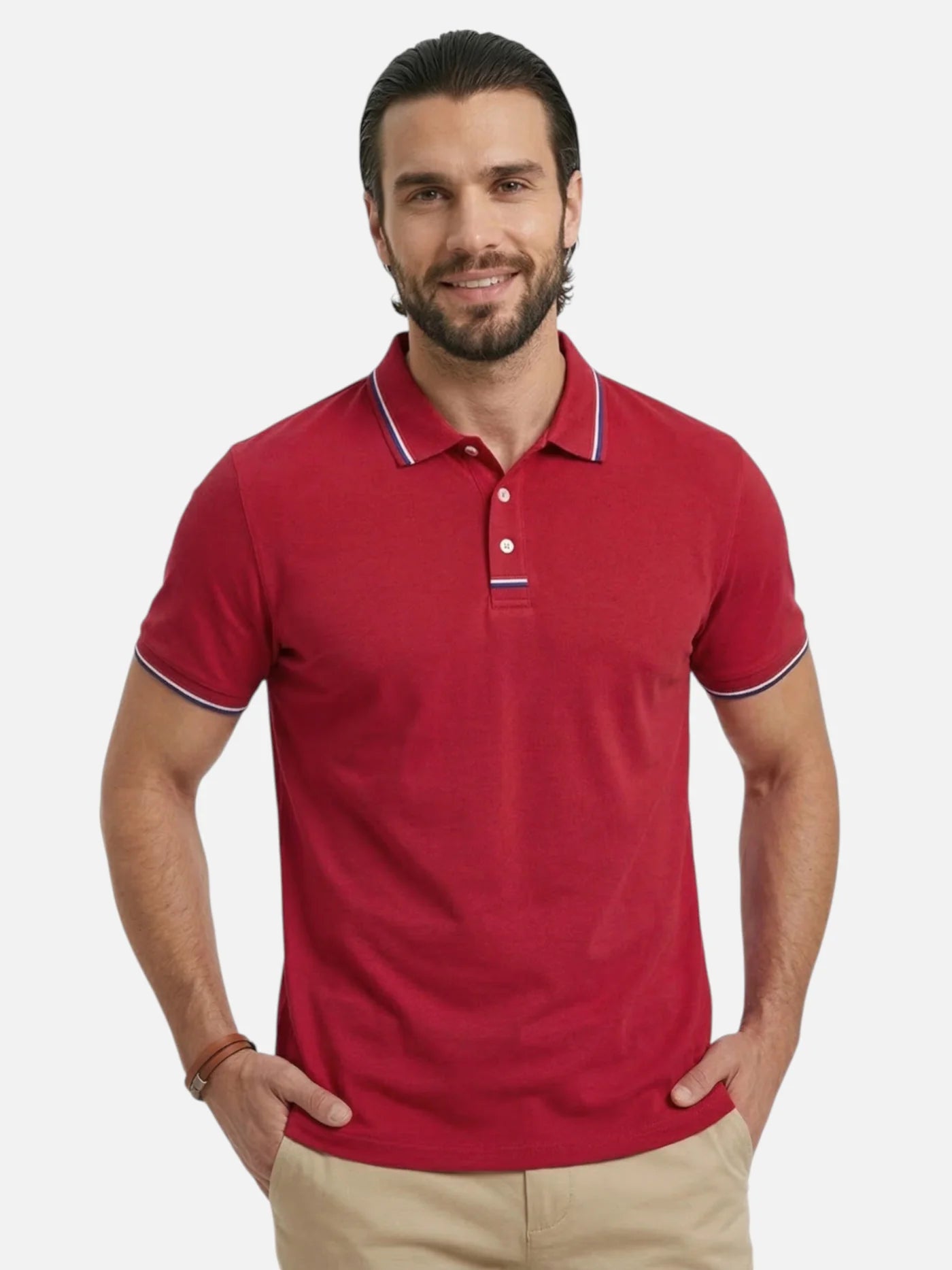 Men’s Short Sleeve Polo Shirt with Contrast Trim Classic Fit