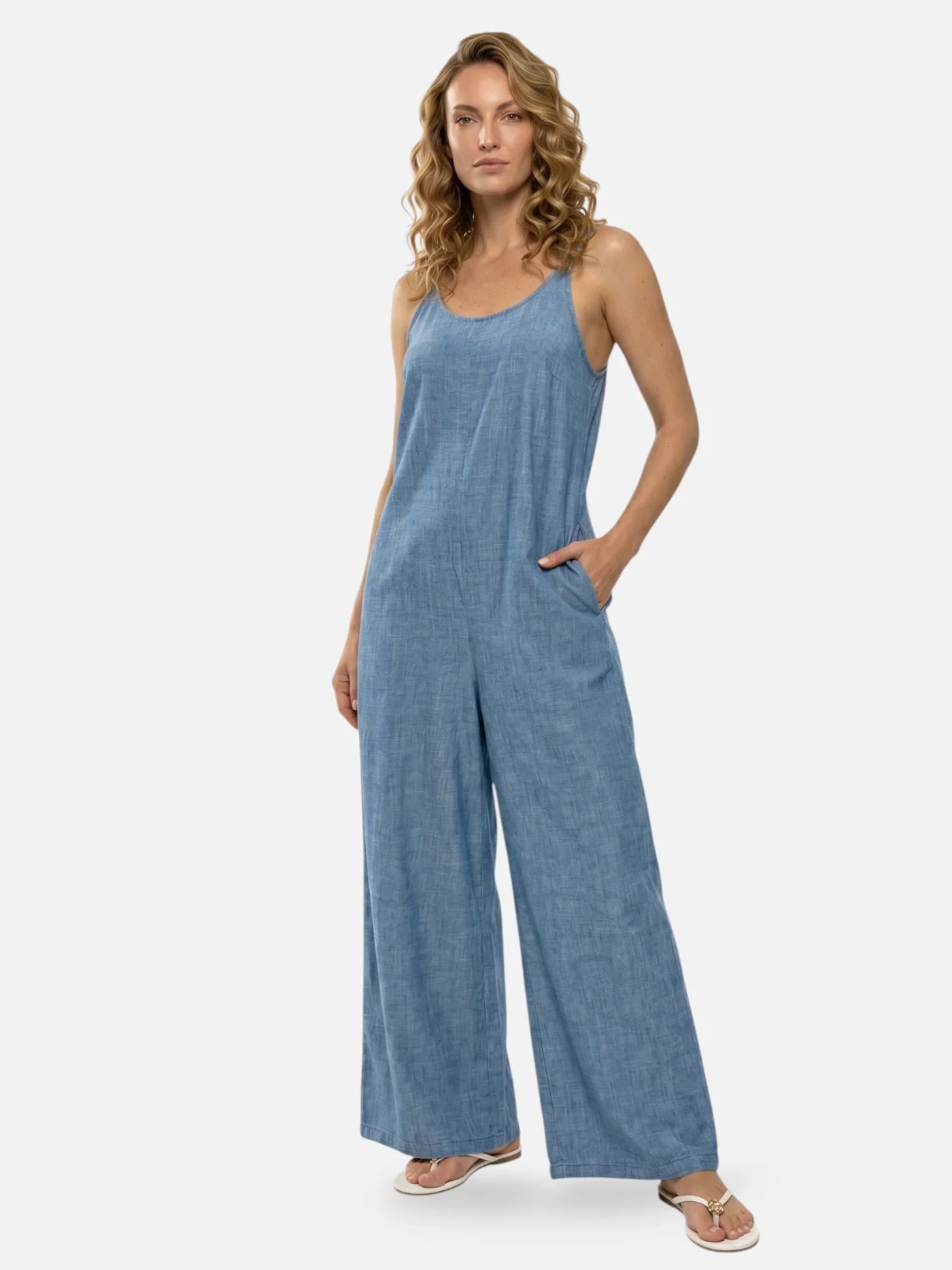 Women’s Sleeveless Wide Leg Jumpsuit – Lightweight Summer One-Piece Outfit