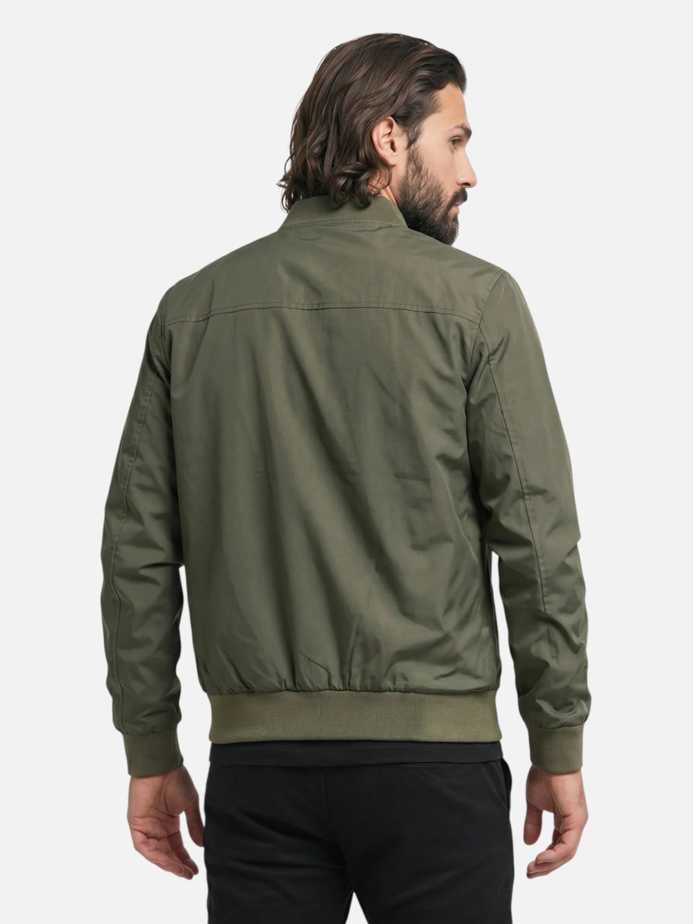 Men’s Lightweight Zip-Up Jacket with Stand Collar Casual Bomber Style