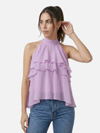 Women’s Sleeveless Ruffle Halter Top