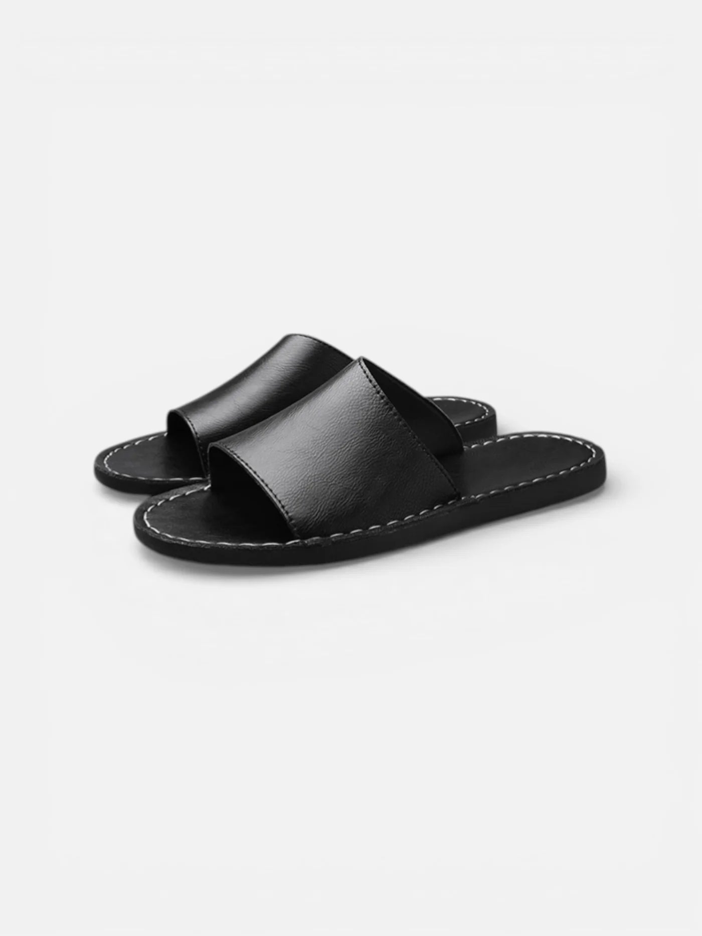 Men’s Minimalist Leather Slide Sandals Comfortable Summer Slip-On