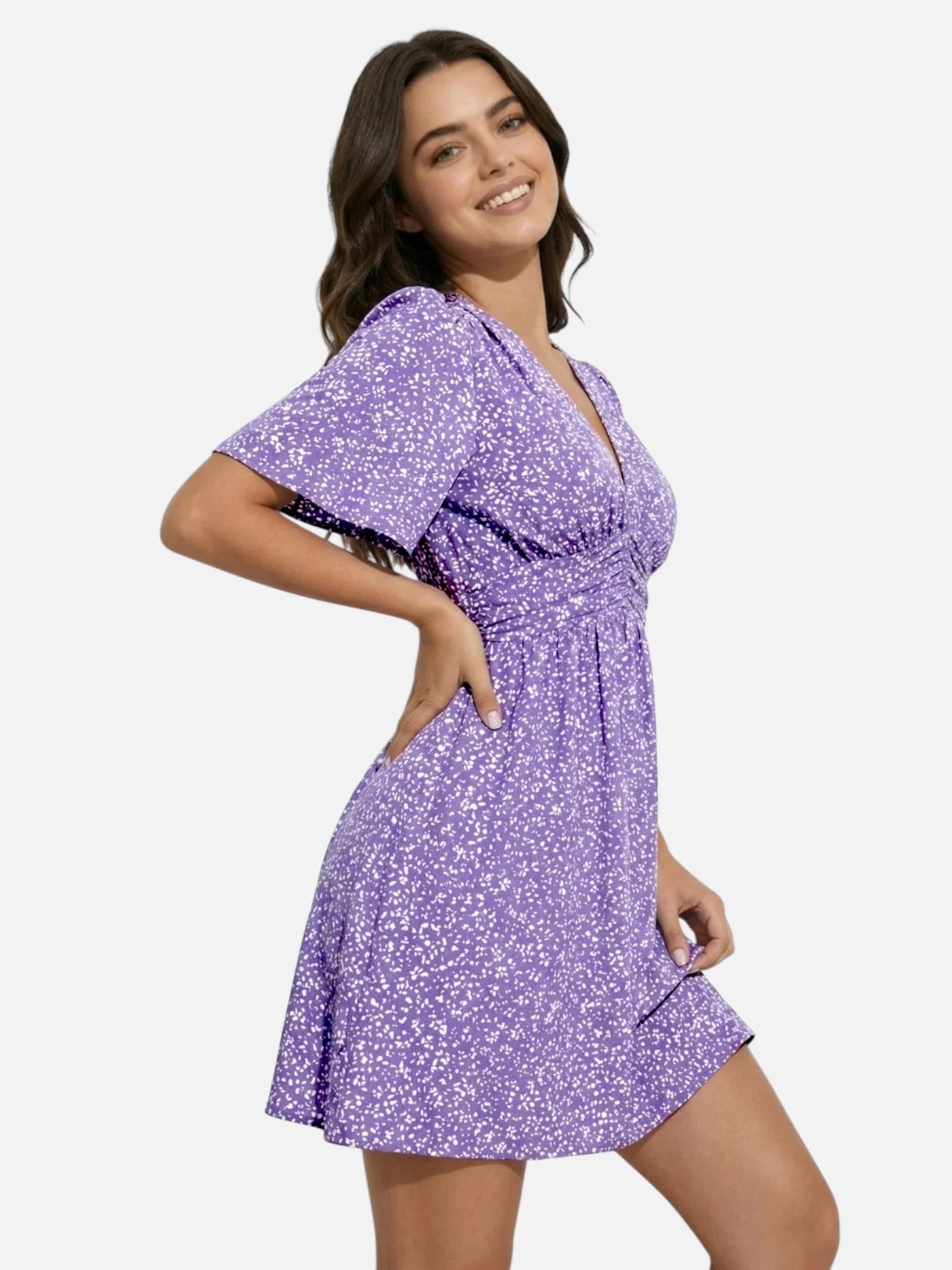 Women's Flowy Floral Mini Dress with V Neck Marlowe Club Women's Flowy Floral Mini Dress with V Neck Marlowe Club