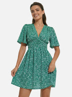 Women’s Flowy Floral Mini Dress with V Neck