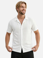 Men’s Textured Short Sleeve Shirt Button-Up Lightweight Summer Shirt