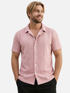 Men’s Textured Short Sleeve Shirt Button-Up Lightweight Summer Shirt
