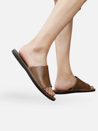 Men’s Minimalist Leather Slide Sandals Comfortable Summer Slip-On