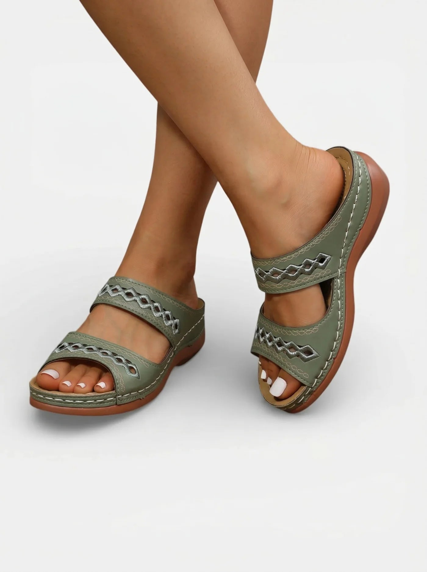 Women’s Summer Sandals with Double Straps and Cut-Out Detail