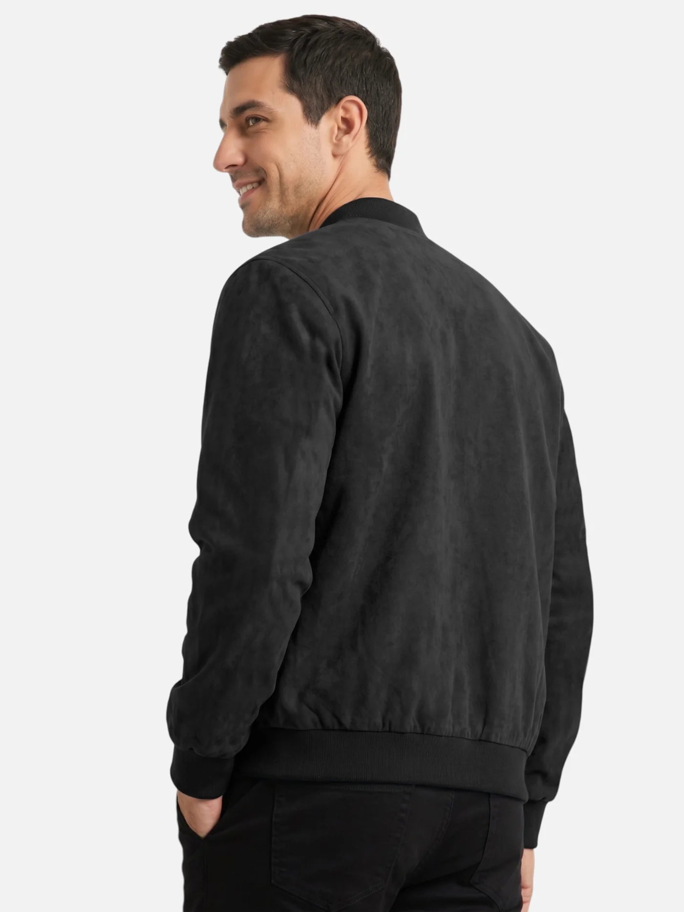 Men’s Faux Suede Bomber Jacket Zip-Up Lightweight Casual Jacket