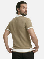 Men’s Textured Knit Polo Shirt Short Sleeve Contrast Collar Lightweight