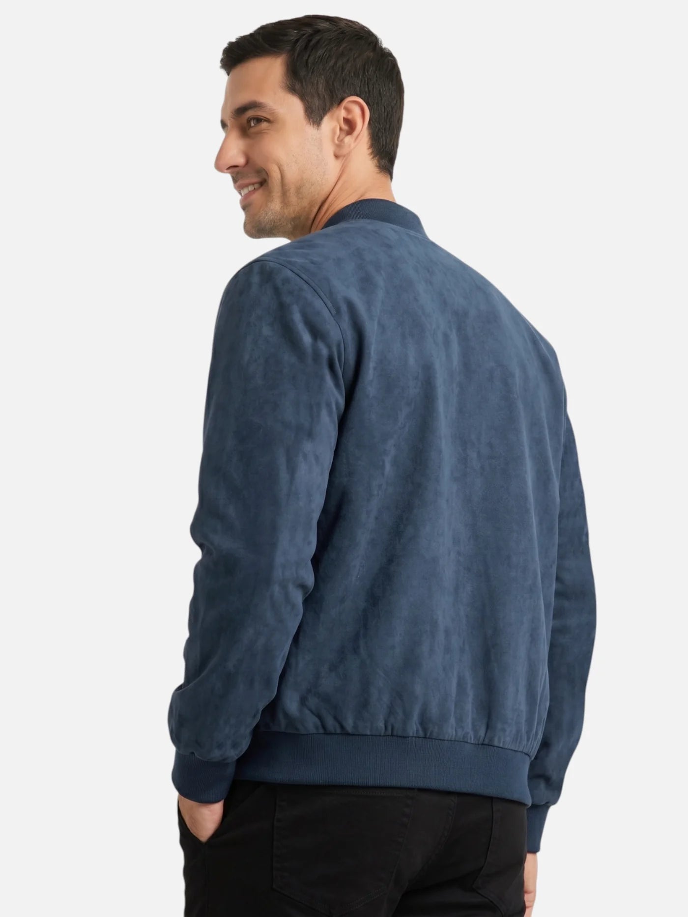 Men’s Faux Suede Bomber Jacket Zip-Up Lightweight Casual Jacket
