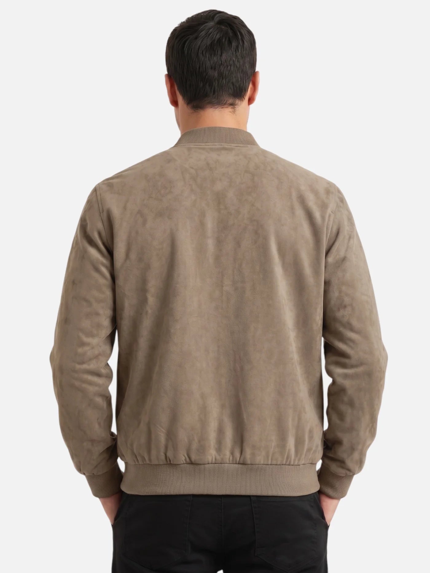 Men’s Faux Suede Bomber Jacket Zip-Up Lightweight Casual Jacket