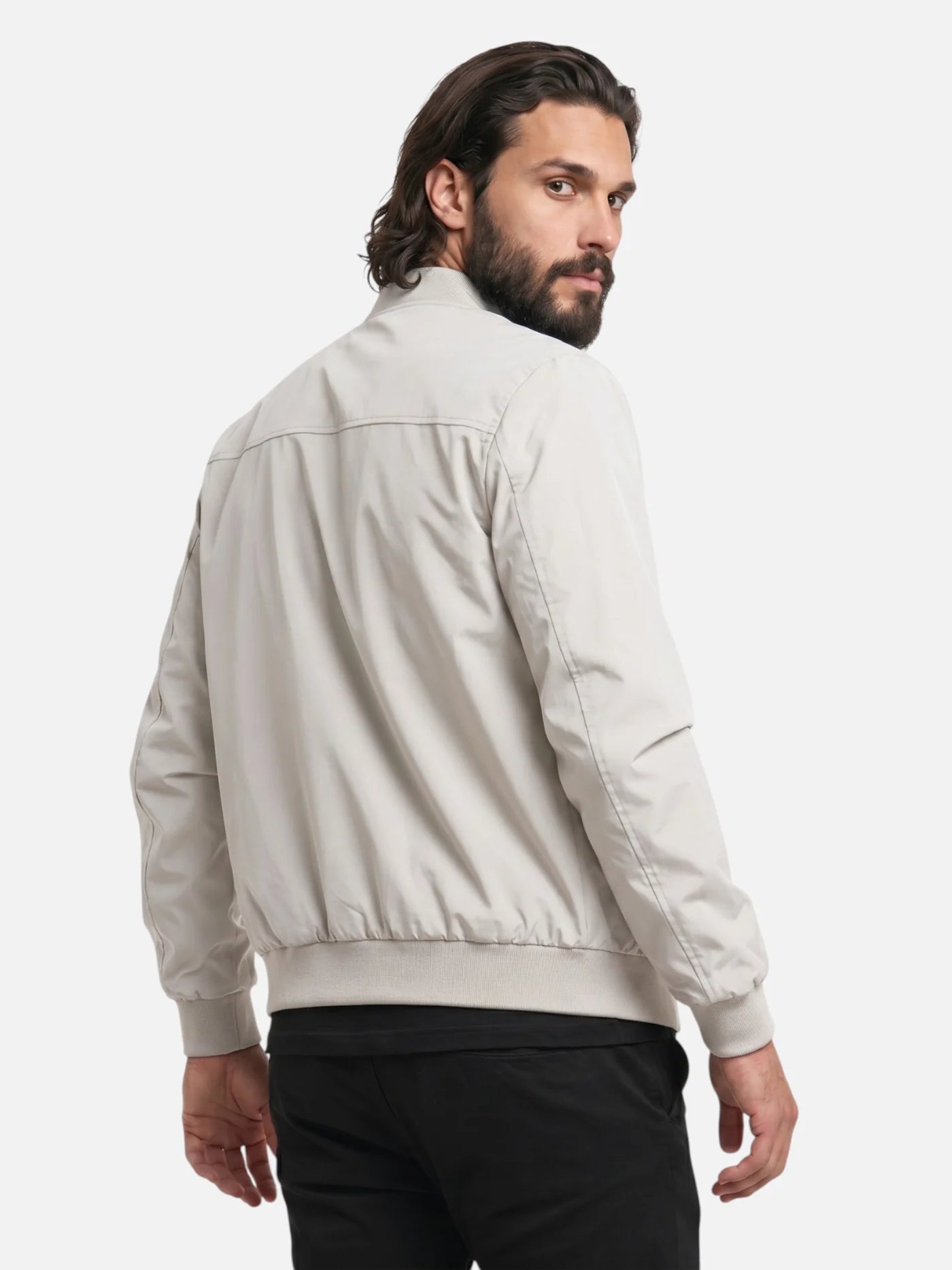 Men’s Lightweight Zip-Up Jacket with Stand Collar Casual Bomber Style