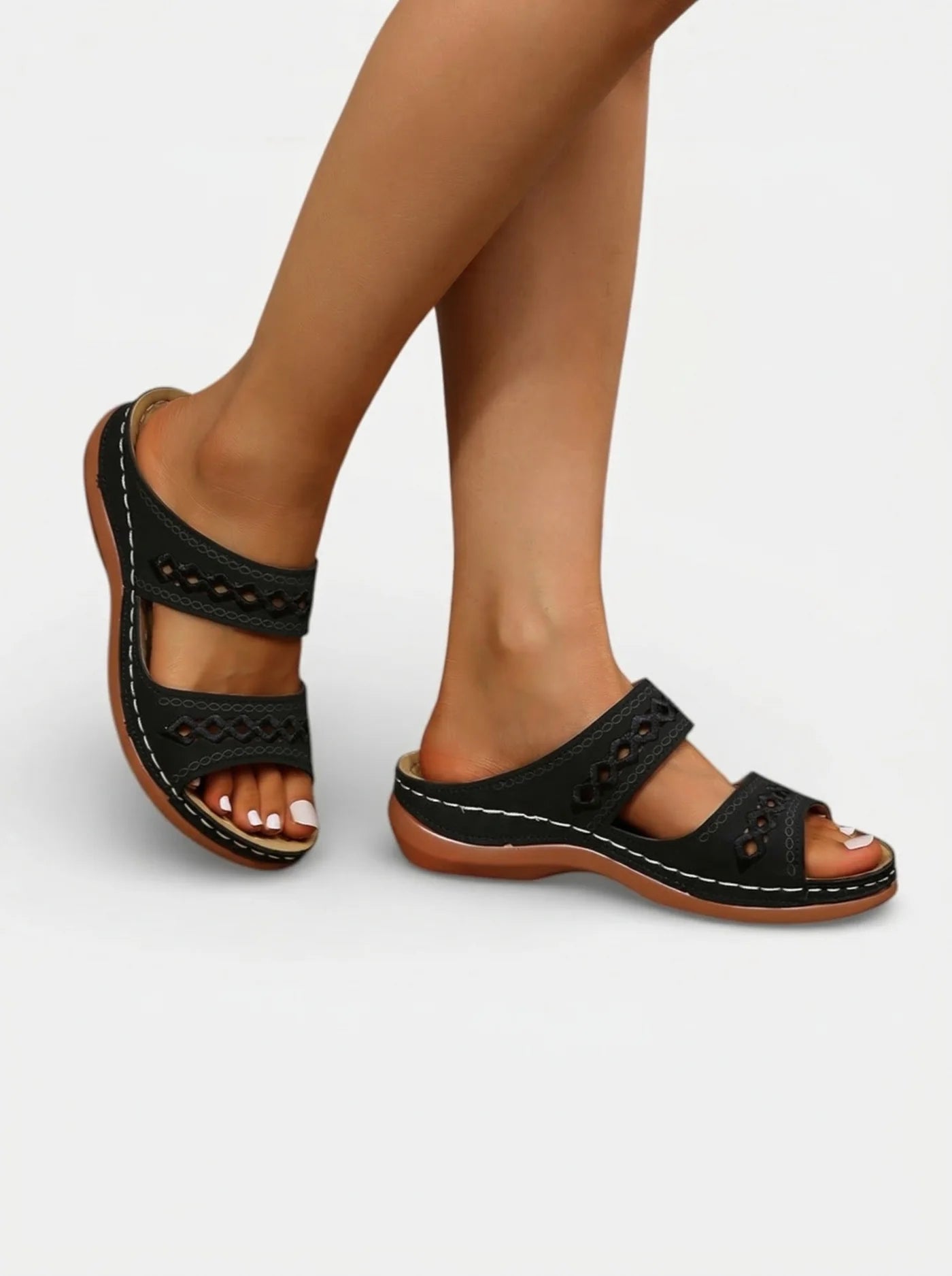 Women’s Summer Sandals with Double Straps and Cut-Out Detail