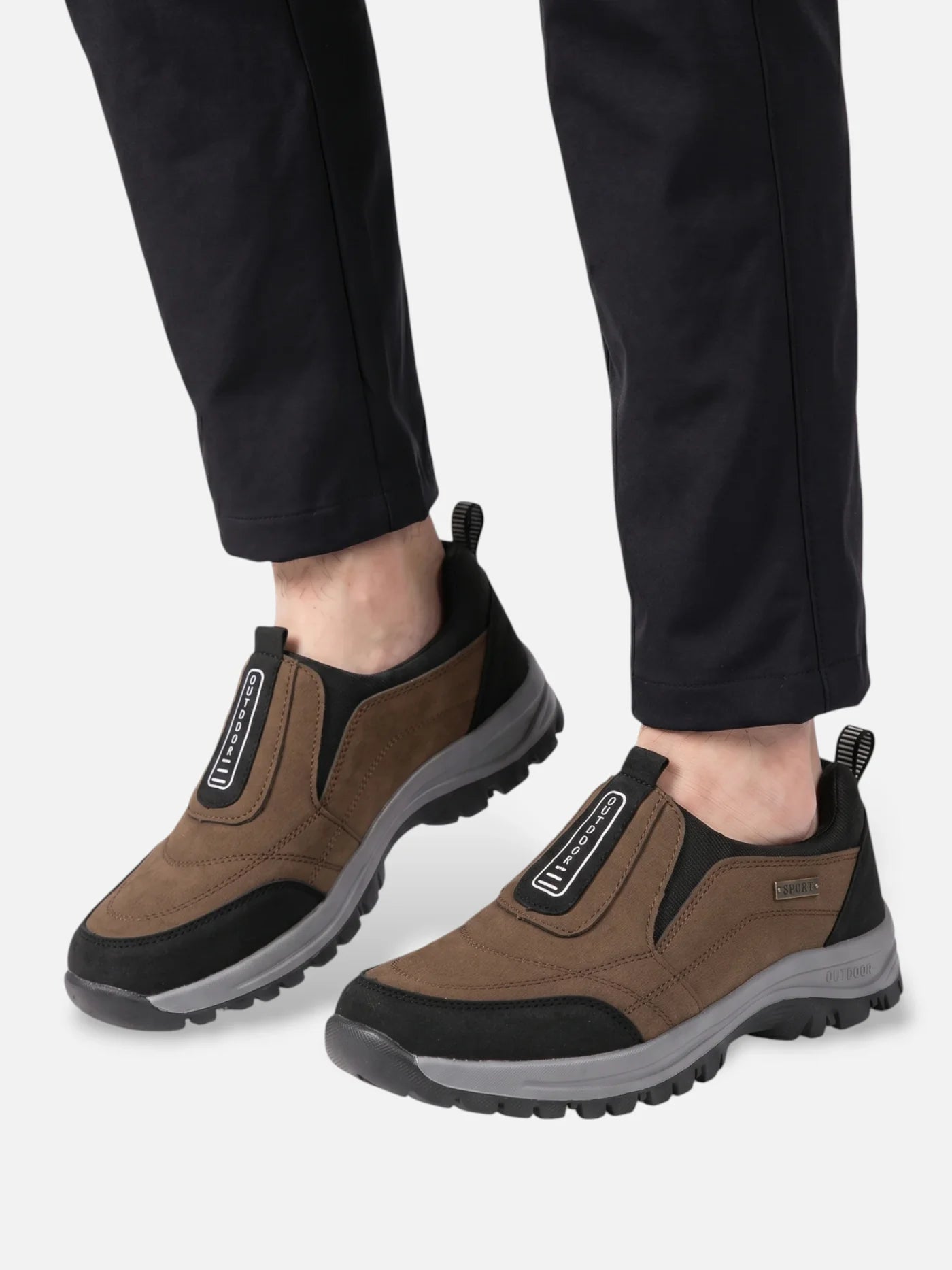 Men's Outdoor Slip-On Shoe with Lugged Sole and Reinforced Support